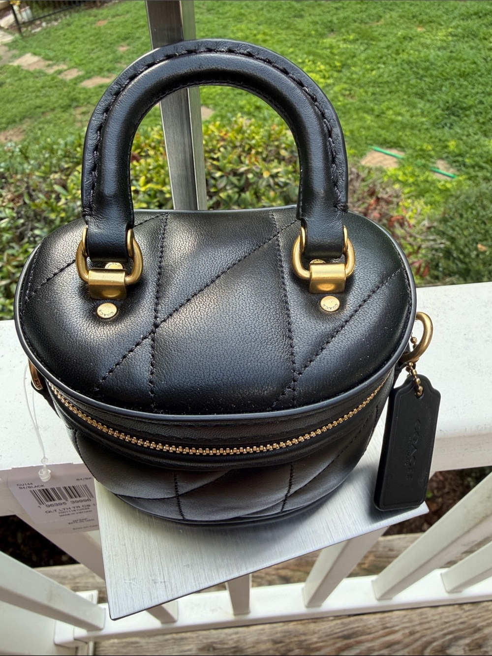 Coach NWT  Black Quilted Leather Trail Mini Crossbody Bag with Gold Hardware - Picture 4 of 14